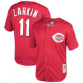 Davalo C.Reds #11 Barry Larkin Player Mitchell & Ness Red Throwback Cooperstown Mesh Game Stitched Jerseys