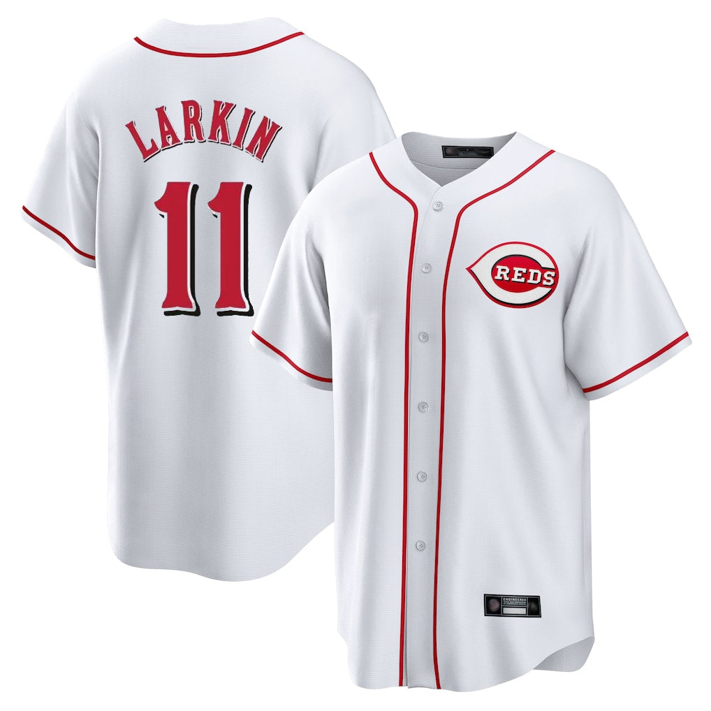 Davalo C.Reds #11 Barry Larkin Player White Game Home Stitched Jerseys