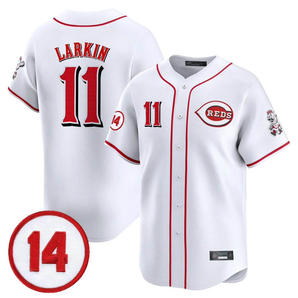 Davalo C.Reds #11 Barry Larkin Player White Vapor Premier Limited Home Stitched Jerseys