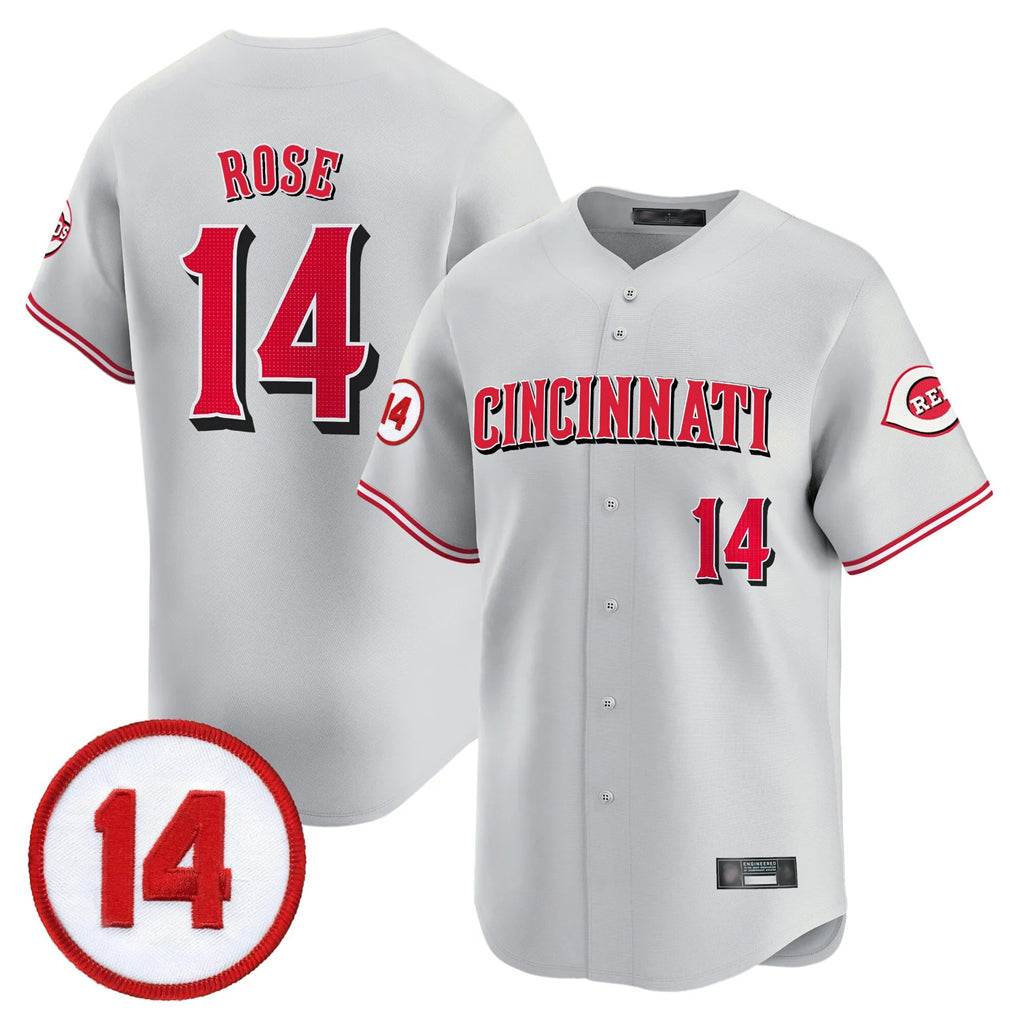 Davalo C.Reds #14 Pete Rose Player Gray Vapor Premier Limited Home Stitched Jerseys
