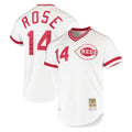 Davalo C.Reds #14 Pete Rose Player Mitchell & Ness White Throwback Cooperstown Mesh T-shirt Game Stitched Jerseys