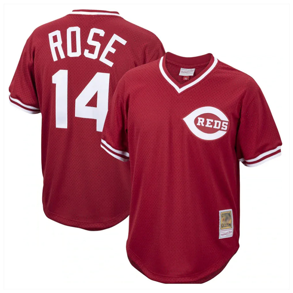 Davalo C.Reds #14 Pete Rose Player Red Throwback Cooperstown Collection Limited T-shirt Stitched Jerseys