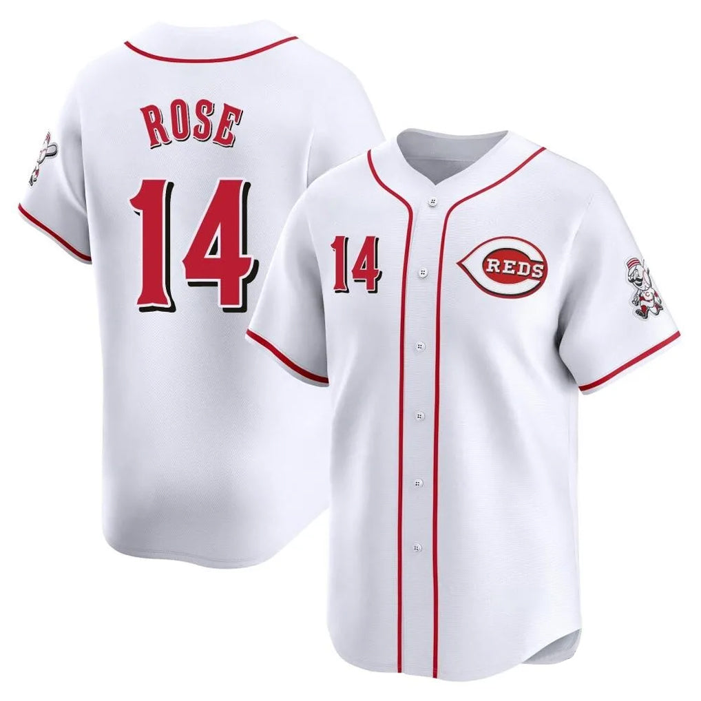 Davalo C.Reds #14 Pete Rose Player White Home Limited Stitched Jerseys