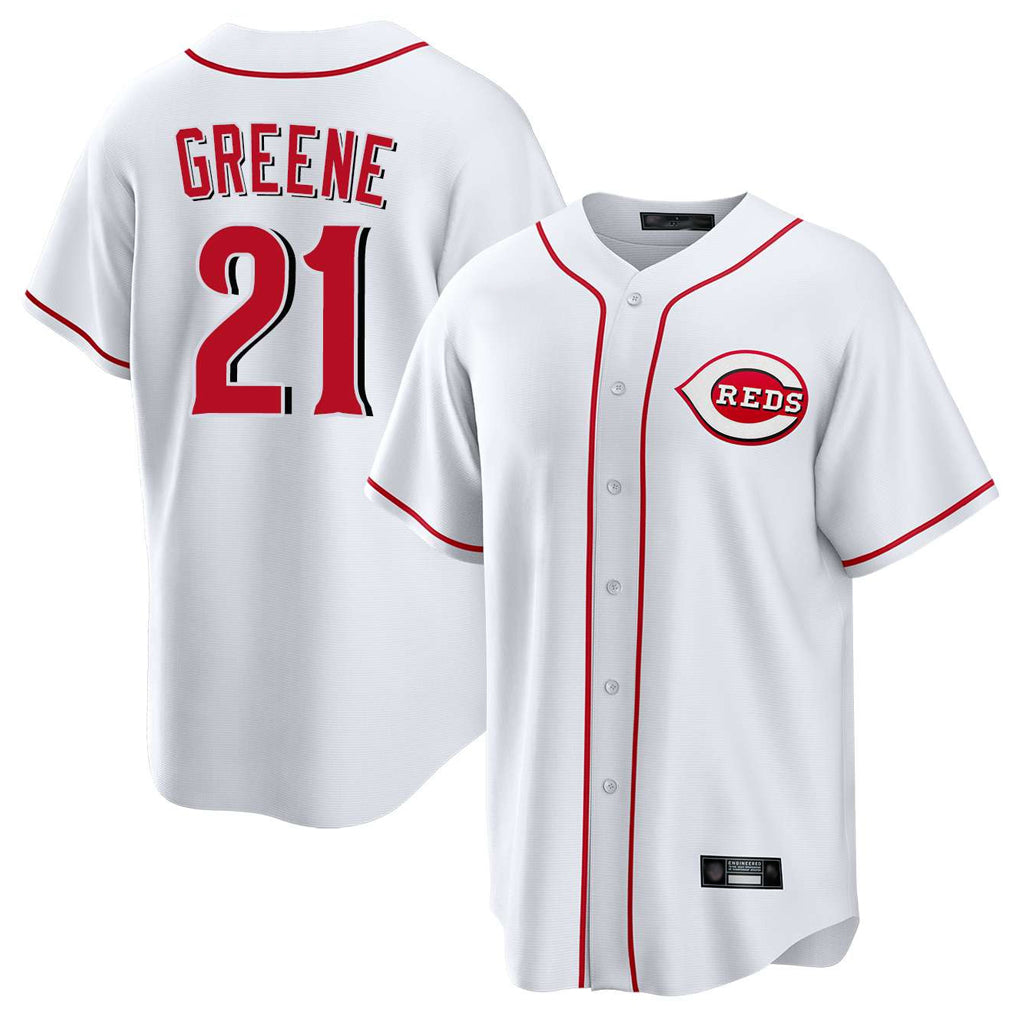 Davalo C.Reds #21 Hunter Greene Player White Game Home Stitched Jerseys