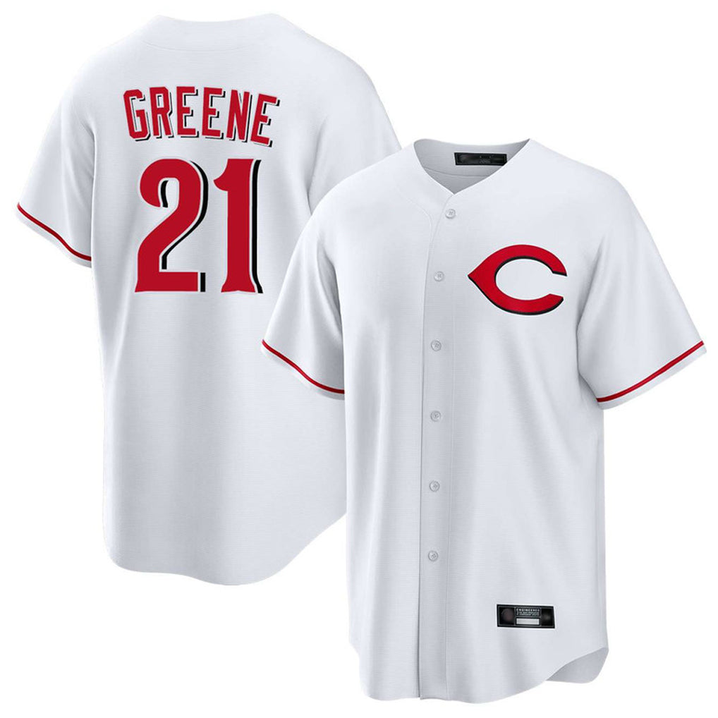 Davalo C.Reds #21 Hunter Greene Player White Home Game Stitched Jerseys