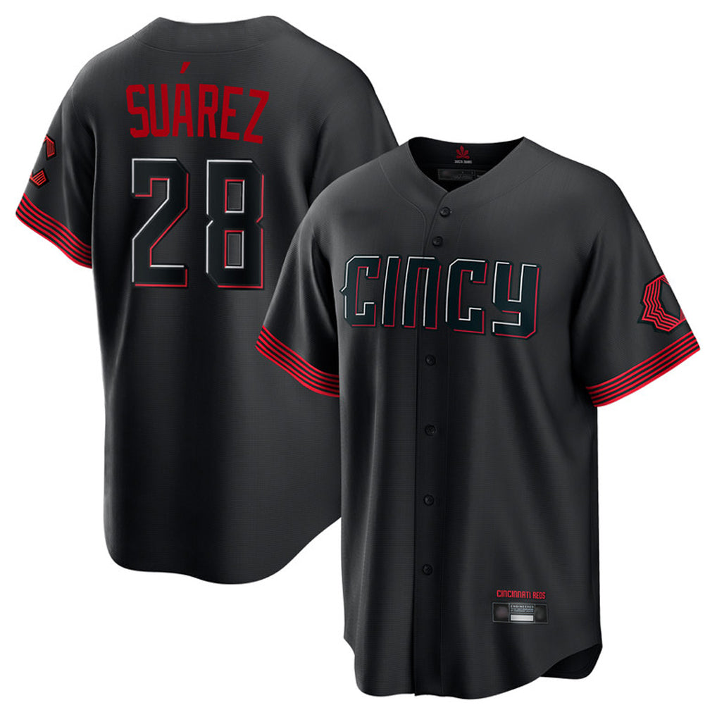 Davalo C.Reds #28 Eugenio Su¡§¡érez Player Black City Connect Home Game Stitched Jerseys