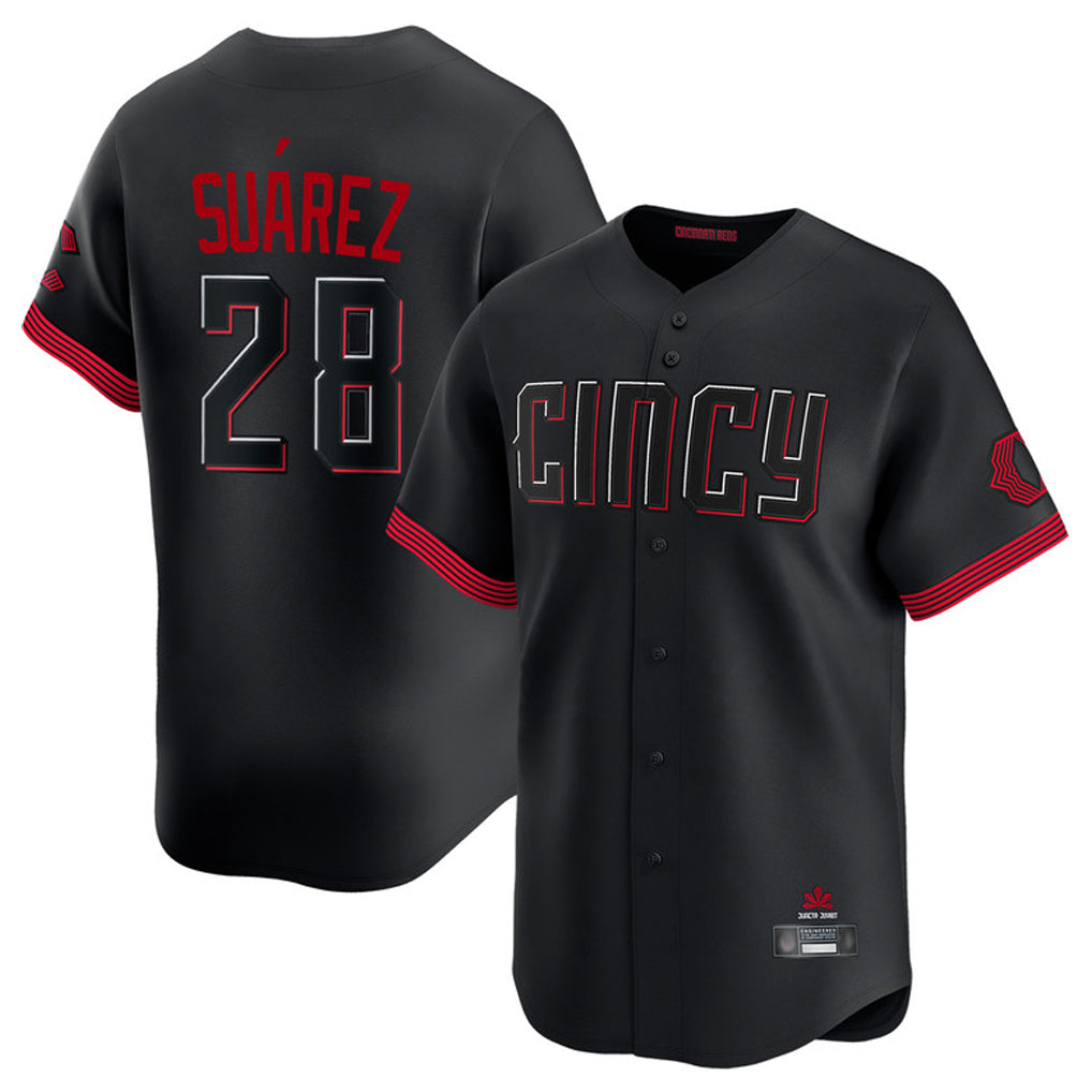 Davalo C.Reds #28 Eugenio Su¡§¡érez Player Black City Connect Home Limited Stitched Jerseys