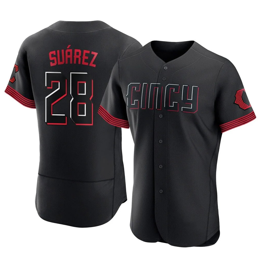 Davalo C.Reds #28 Eugenio Su¡§¡érez Player Black City Connect Limited Elite Home Stitched Jerseys