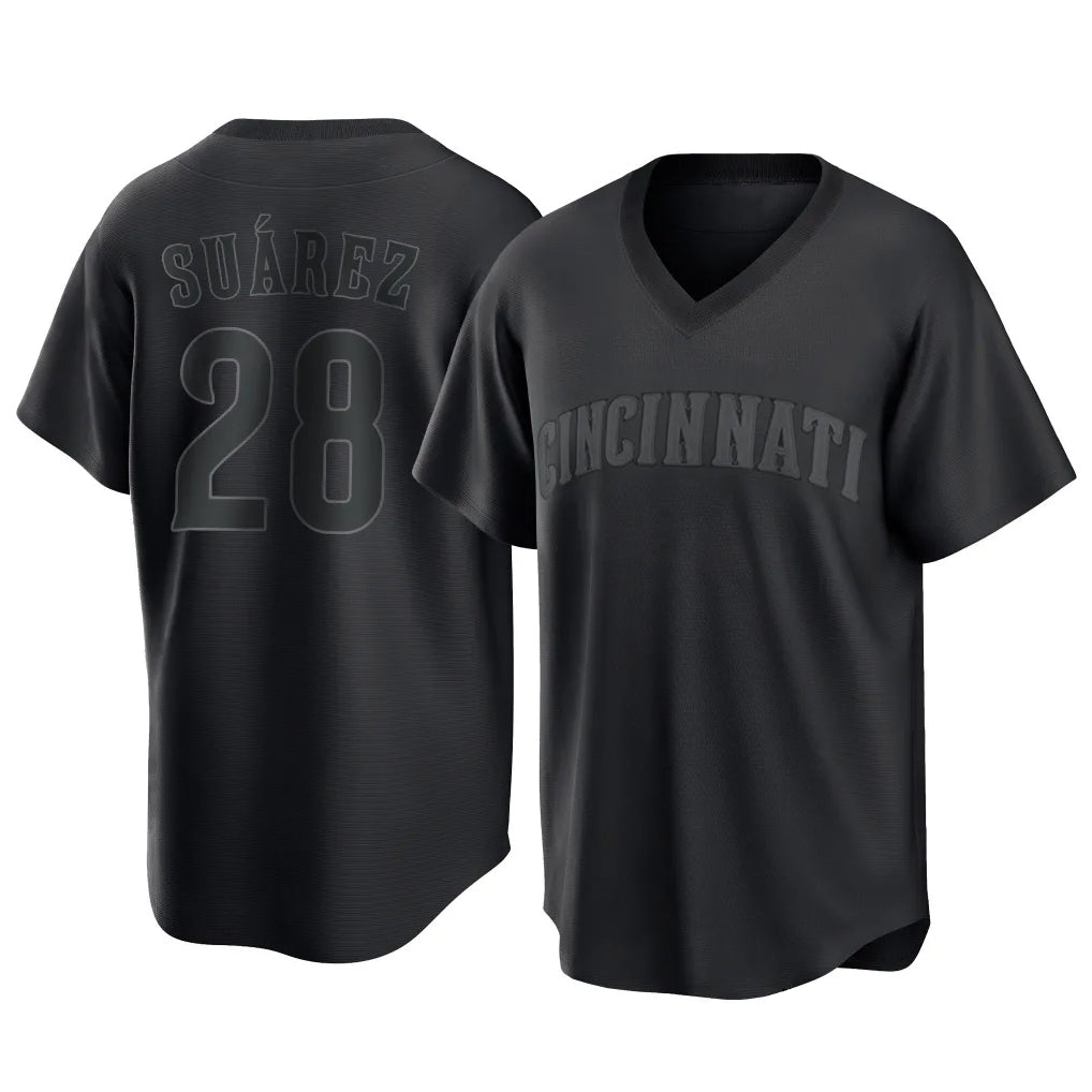 Davalo C.Reds #28 Eugenio Su¡§¡érez Player Black T-shirt Game Home Stitched Jerseys