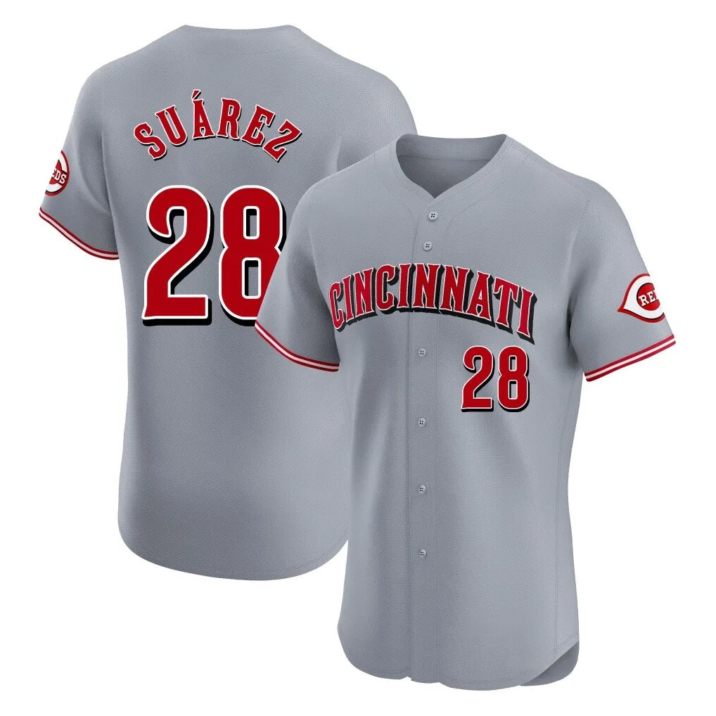 Davalo C.Reds #28 Eugenio Su¡§¡érez Player Gray Limited Elite Home Stitched Jerseys