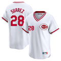 Davalo C.Reds #28 Eugenio Su¡§¡érez Player White Cooperstown Collection Limited T-shirt Home Stitched Jerseys