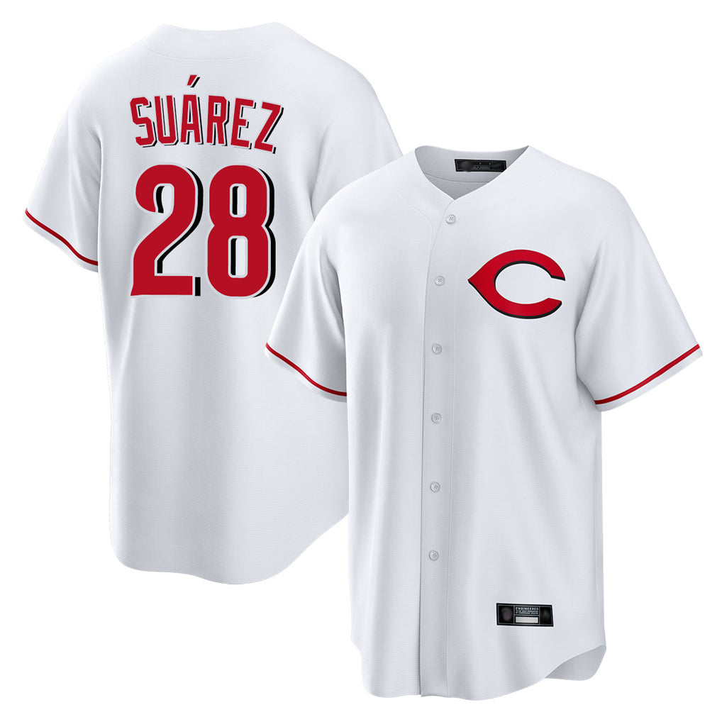 Davalo C.Reds #28 Eugenio Su¡§¡érez Player White Home Game Stitched Jerseys