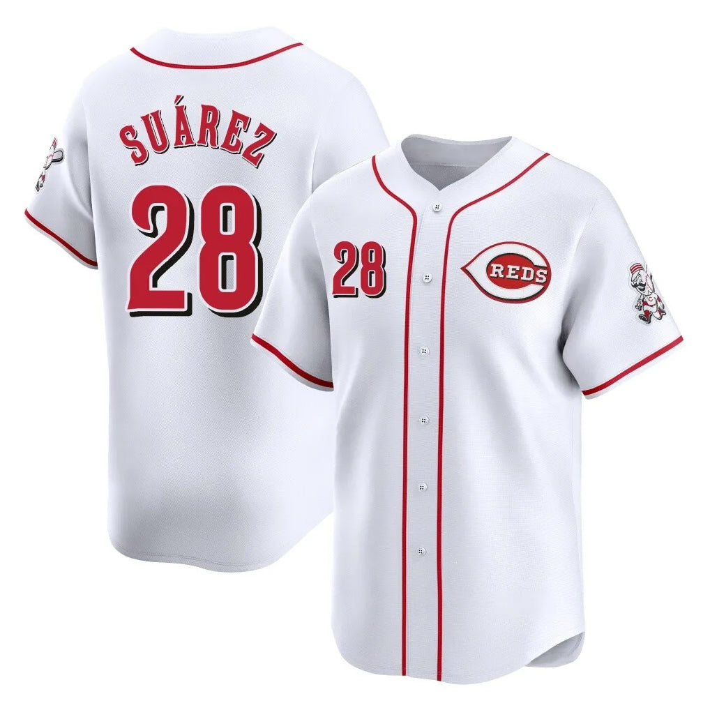 Davalo C.Reds #28 Eugenio Su¡§¡érez Player White Home Limited Stitched Jerseys