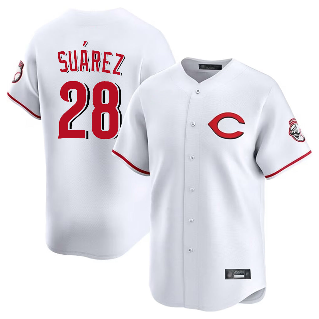 Davalo C.Reds #28 Eugenio Su¡§¡érez Player White Limited Home Stitched Jerseys