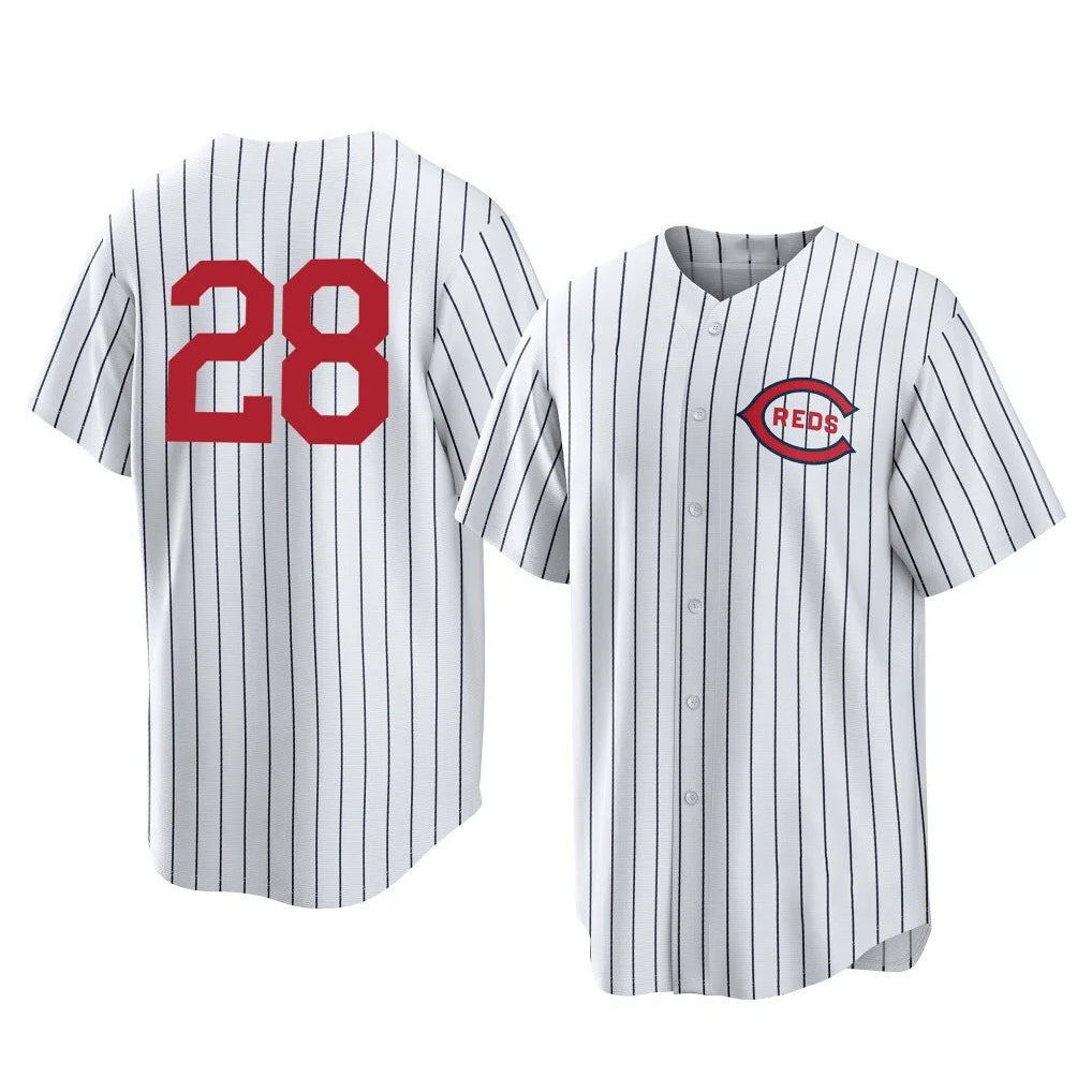 Davalo C.Reds #28 Eugenio Su¡§¡érez Player White Stripe Field of Dreams Game Home Stitched Jerseys