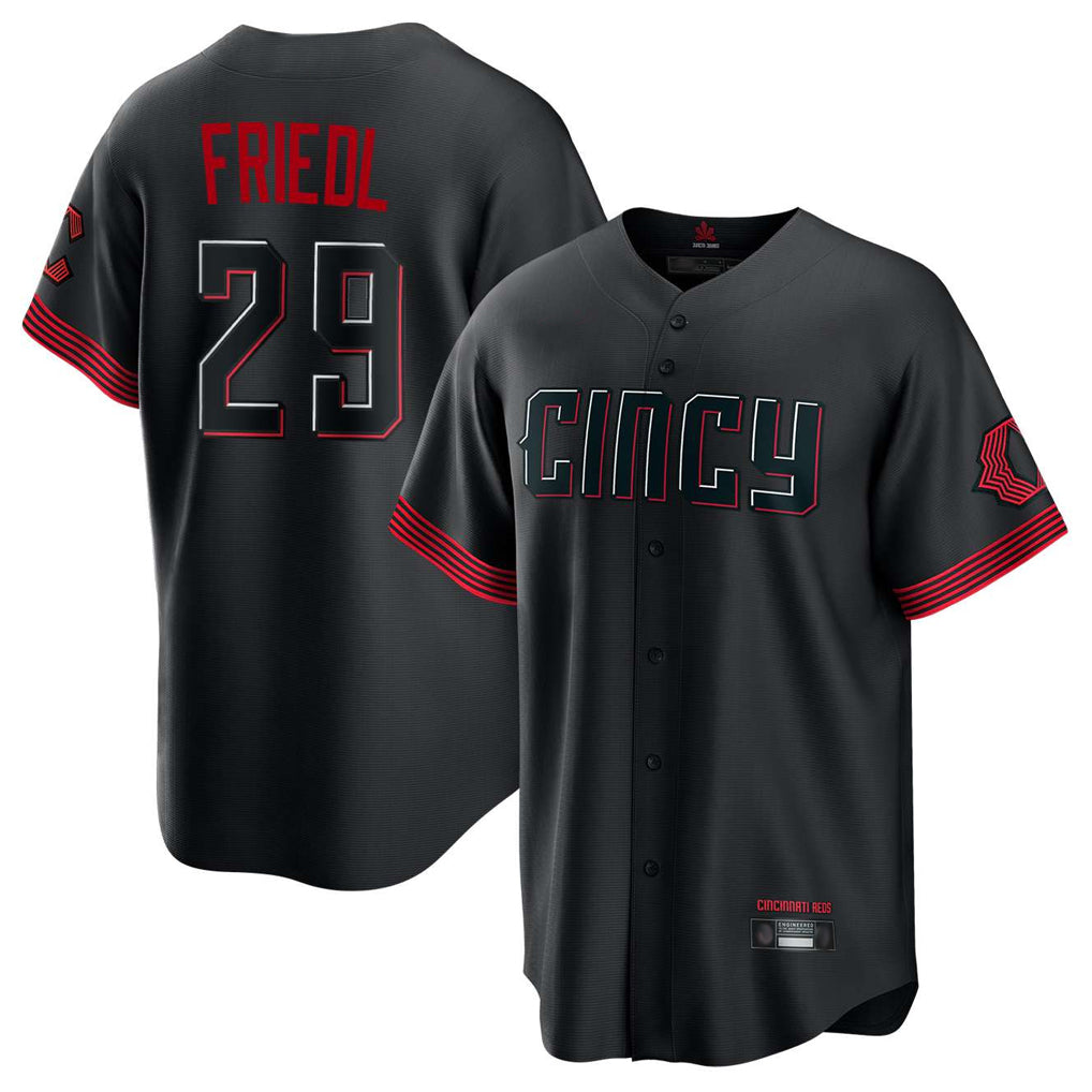 Davalo C.Reds #29 TJ Friedl Player Black City Connect Home Game Stitched Jerseys