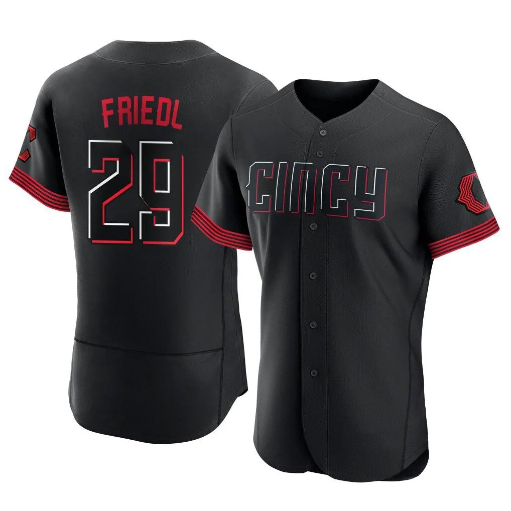 Davalo C.Reds #29 TJ Friedl Player Black City Connect Limited Elite Home Stitched Jerseys