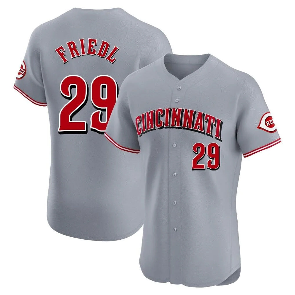 Davalo C.Reds #29 TJ Friedl Player Gray Limited Elite Home Stitched Jerseys