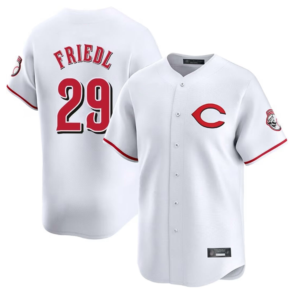 Davalo C.Reds #29 TJ Friedl Player White Limited Home Stitched Jerseys
