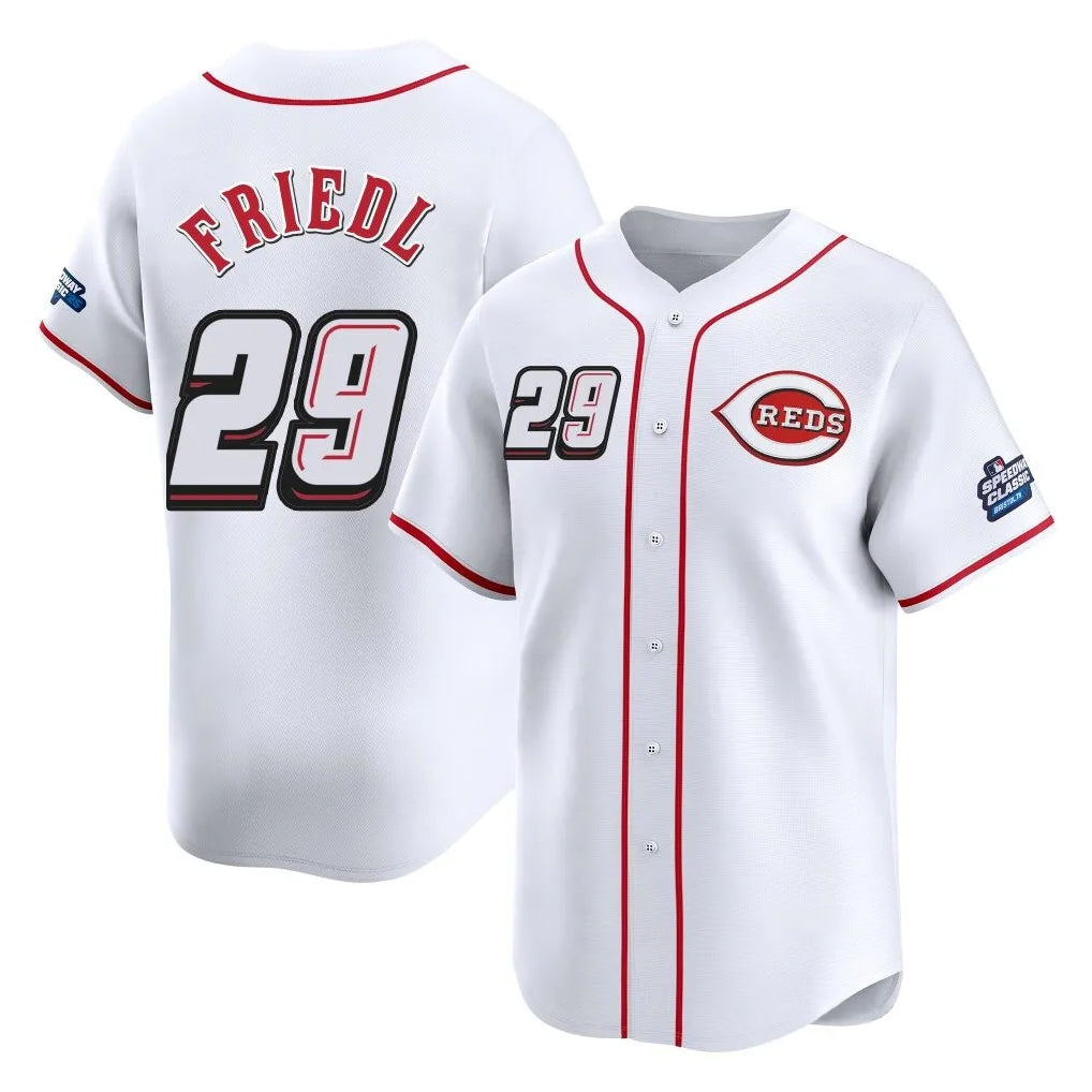 Davalo C.Reds #29 TJ Friedl Player White Speedway Classic Home Limited Stitched Jerseys