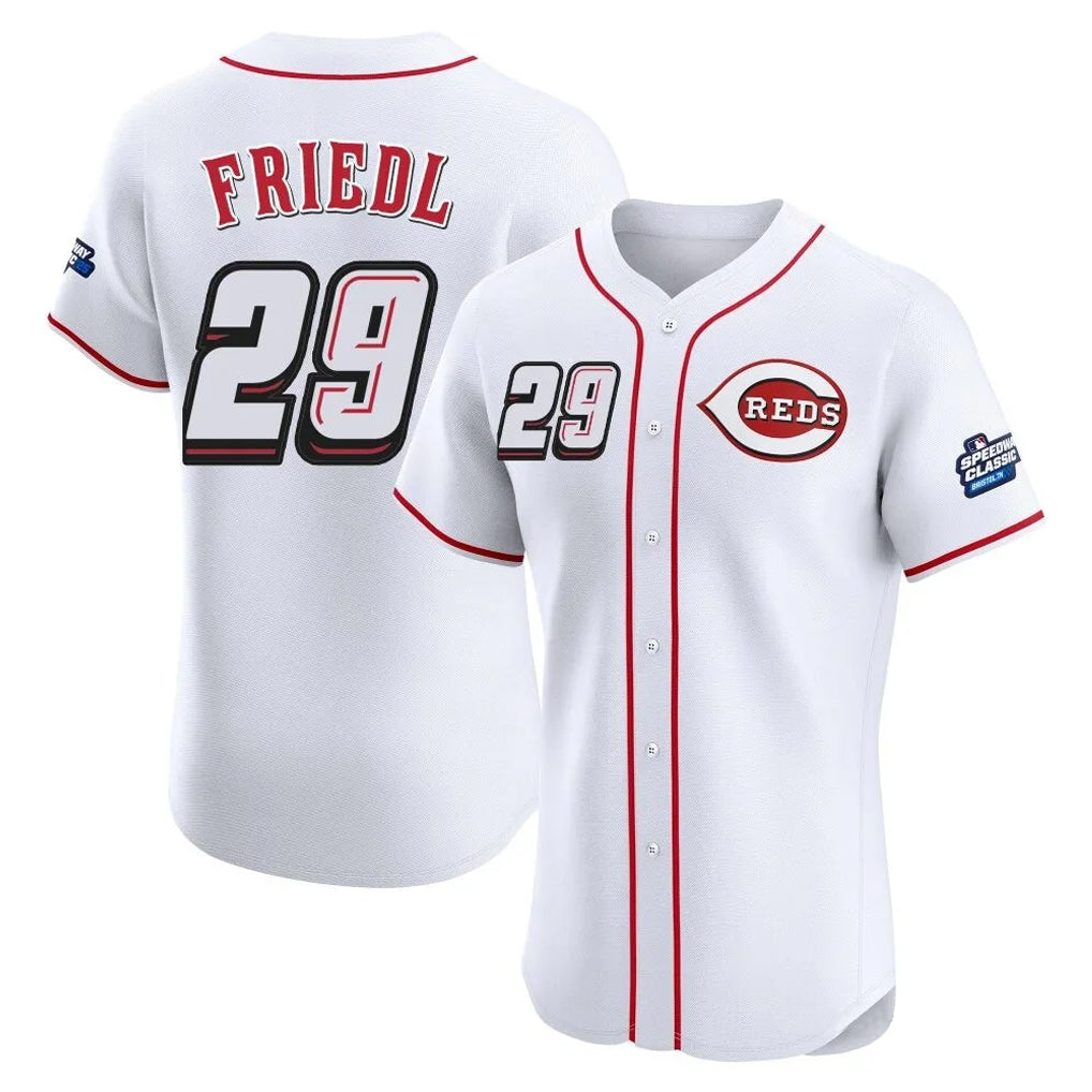 Davalo C.Reds #29 TJ Friedl Player White Speedway Classic Limited Elite Home Stitched Jerseys