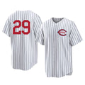 Davalo C.Reds #29 TJ Friedl Player White Stripe Field of Dreams Game Home Stitched Jerseys