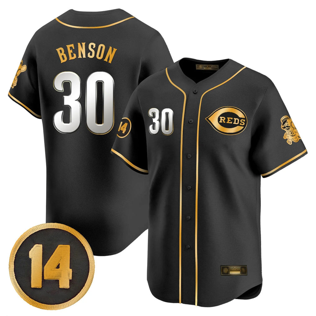 Davalo C.Reds #30 Ken Griffey Player Black-Gold Vapor Premier Limited Home Stitched Jerseys