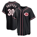 Davalo C.Reds #30 Ken Griffey Player Black Fashion Out Home Game Stitched Jerseys