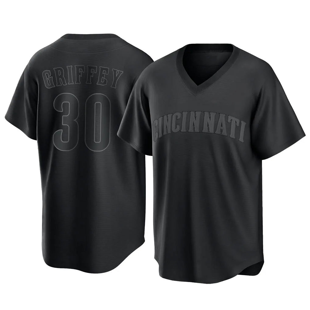Davalo C.Reds #30 Ken Griffey Player Black T-shirt Game Home Stitched Jerseys