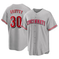 Davalo C.Reds #30 Ken Griffey Player Gray Home Game Stitched Jerseys