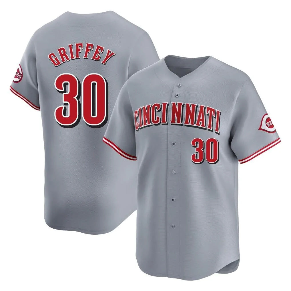 Davalo C.Reds #30 Ken Griffey Player Gray Home Limited Stitched Jerseys
