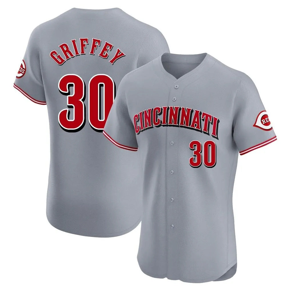 Davalo C.Reds #30 Ken Griffey Player Gray Limited Elite Home Stitched Jerseys