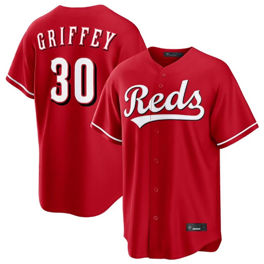 Davalo C.Reds #30 Ken Griffey Player Red Home Game Stitched Jerseys