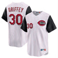 Davalo C.Reds #30 Ken Griffey Player White Black Stripe Field of Dreams Game Home Stitched Jerseys