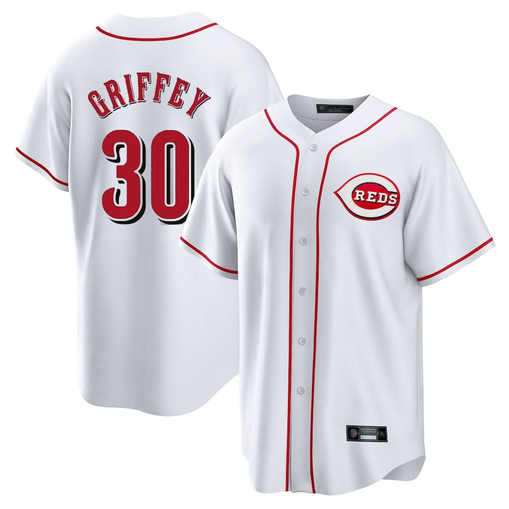 Davalo C.Reds #30 Ken Griffey Player White Game Home Stitched Jerseys