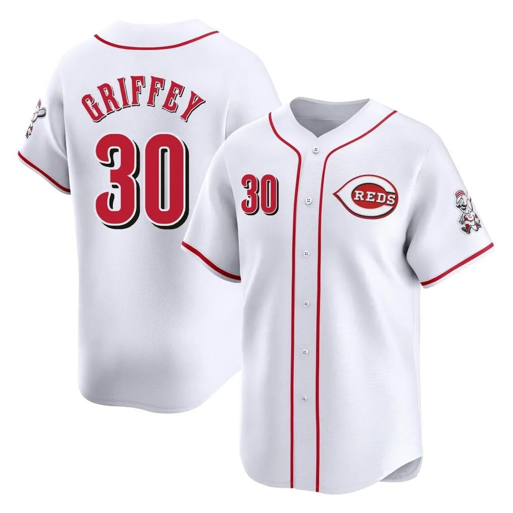 Davalo C.Reds #30 Ken Griffey Player White Home Limited Stitched Jerseys