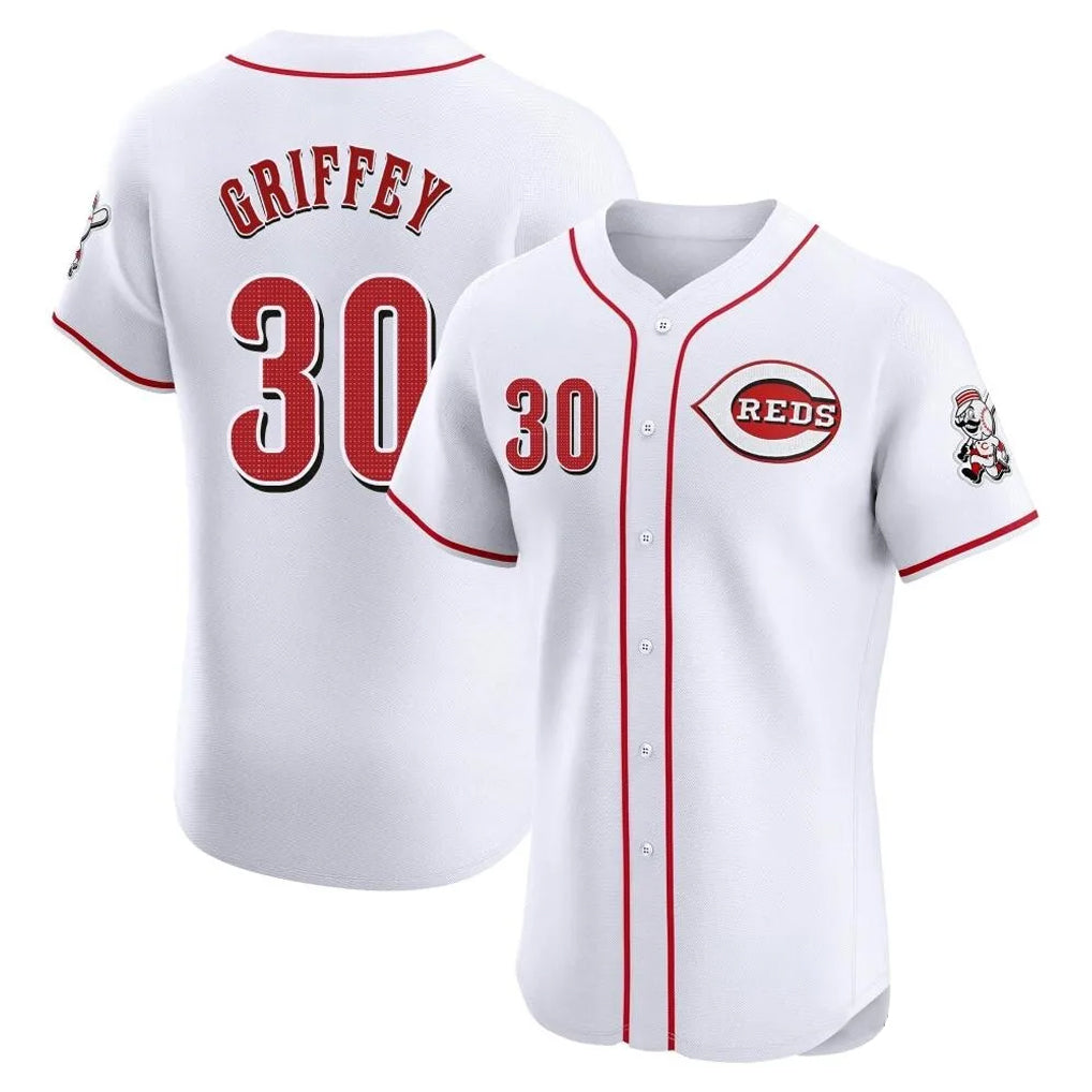 Davalo C.Reds #30 Ken Griffey Player White Limited Elite Home Stitched Jerseys