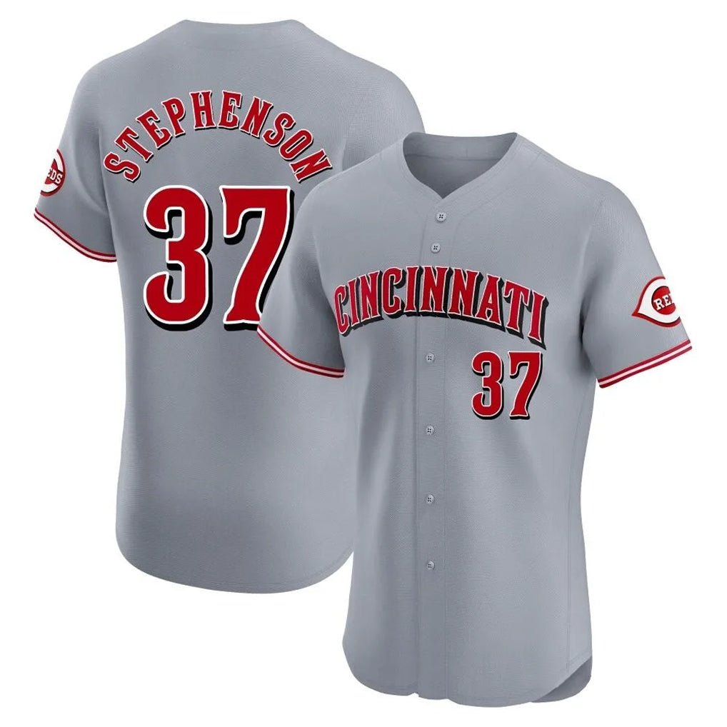 Davalo C.Reds #37 Tyler Stephenson Player Gray Limited Elite Home Stitched Jerseys