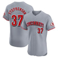 Davalo C.Reds #37 Tyler Stephenson Player Gray Limited Elite Home Stitched Jerseys