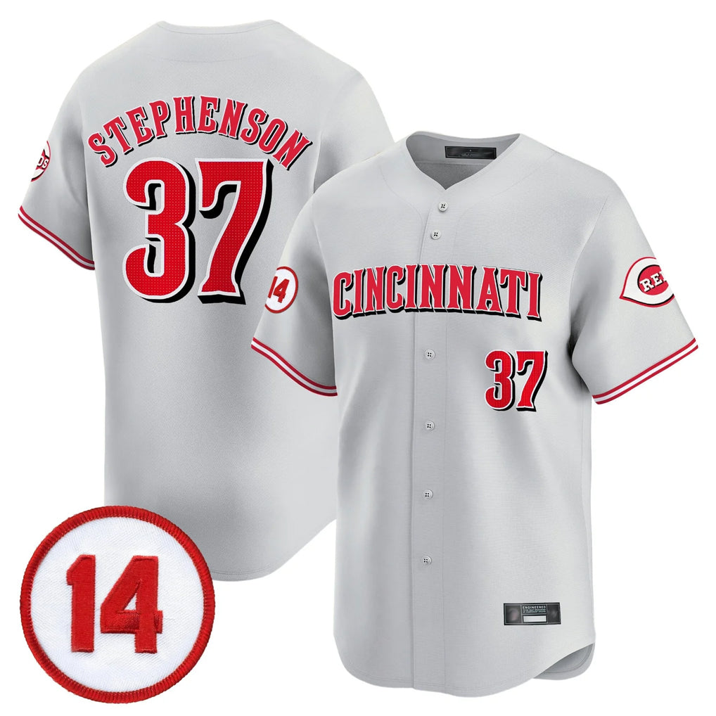 Davalo C.Reds #37 Tyler Stephenson Player Gray Vapor Premier Limited Home Stitched Jerseys