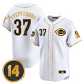Davalo C.Reds #37 Tyler Stephenson Player White-Gold Vapor Premier Limited Home Stitched Jerseys