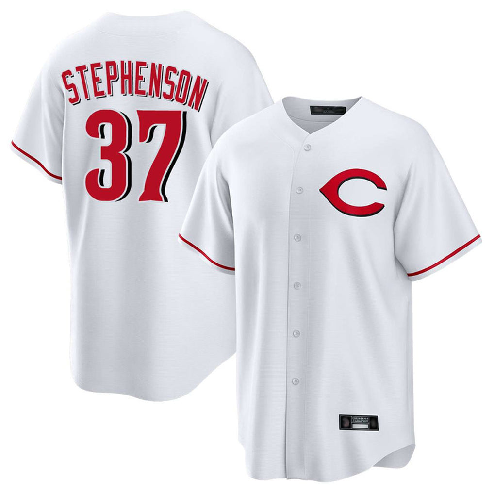 Davalo C.Reds #37 Tyler Stephenson Player White Home Game Stitched Jerseys