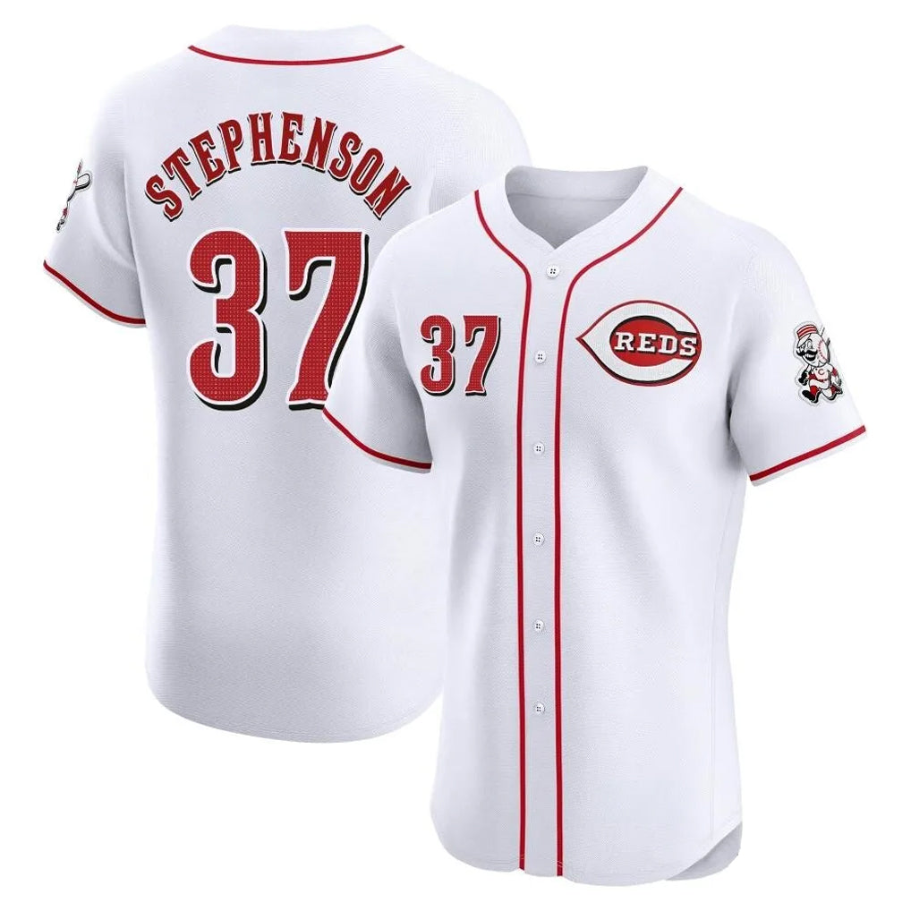 Davalo C.Reds #37 Tyler Stephenson Player White Limited Elite Home Stitched Jerseys