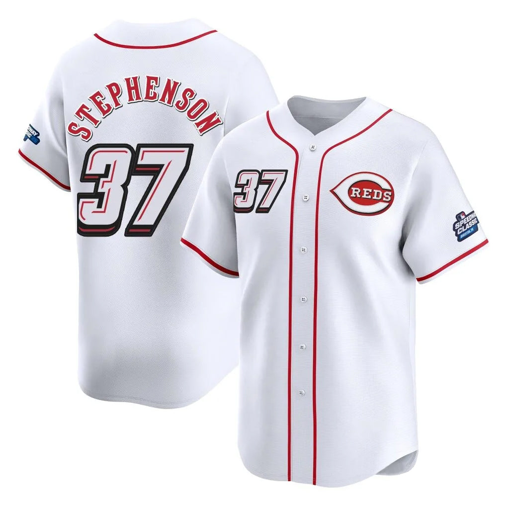 Davalo C.Reds #37 Tyler Stephenson Player White Speedway Classic Home Limited Stitched Jerseys