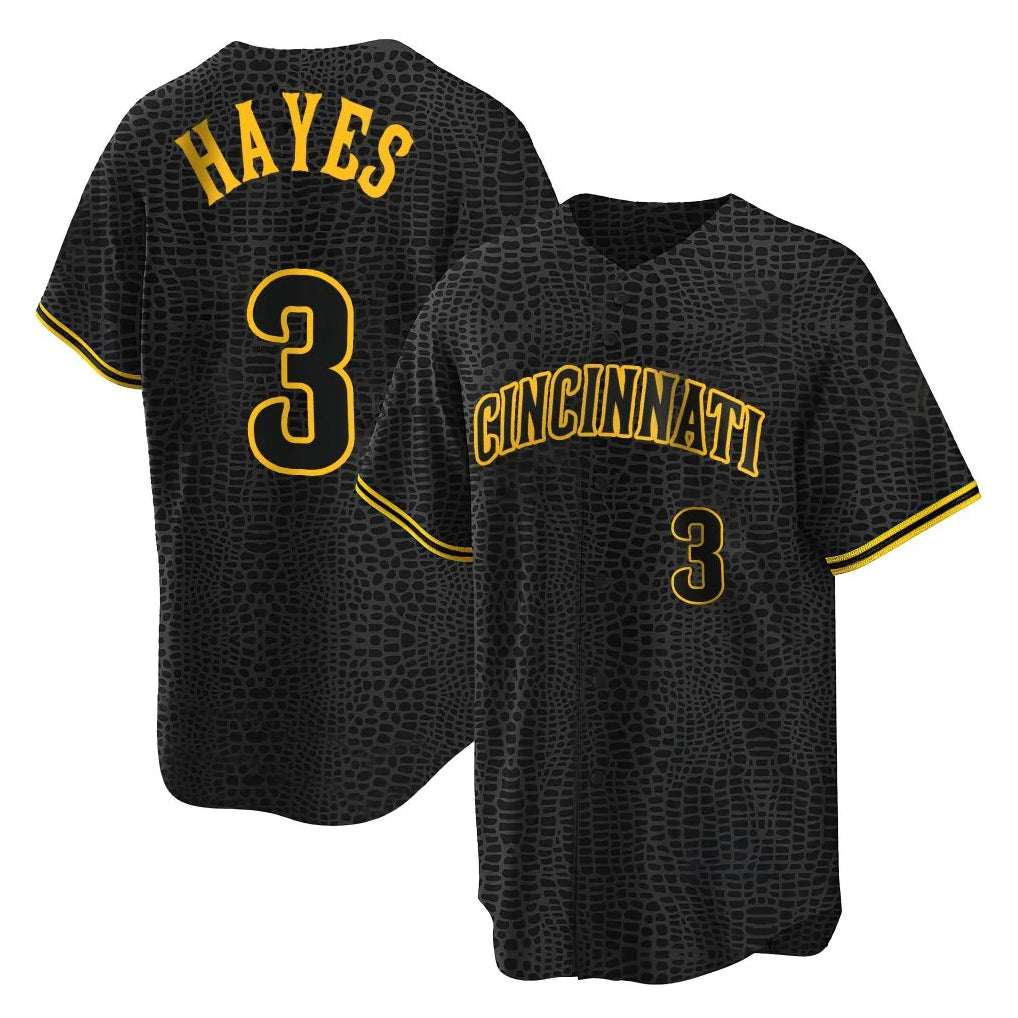 Davalo C.Reds #3 Ke'Bryan Hayes Player Black Snake Skin City Home Stitched Jerseys
