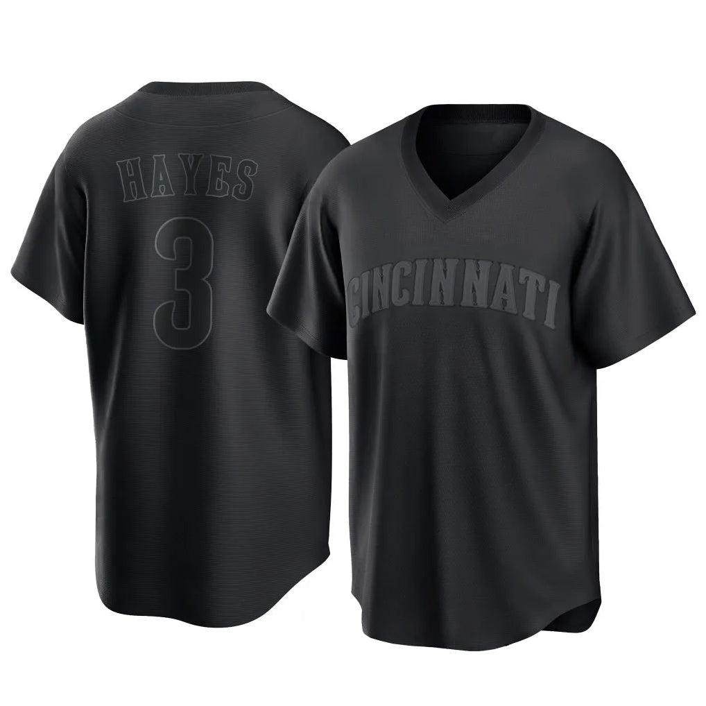 Davalo C.Reds #3 Ke'Bryan Hayes Player Black T-shirt Game Home Stitched Jerseys