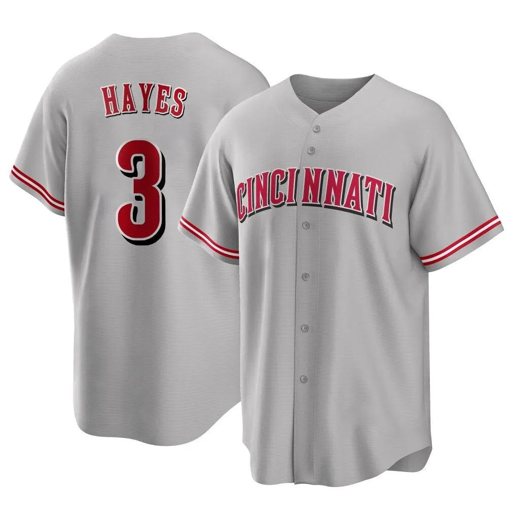 Davalo C.Reds #3 Ke'Bryan Hayes Player Gray Home Game Stitched Jerseys