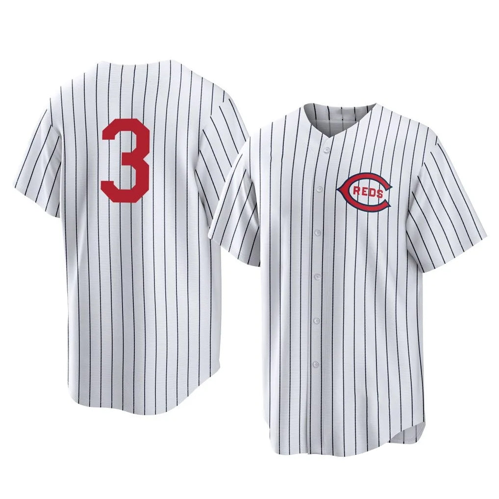 Davalo C.Reds #3 Ke'Bryan Hayes Player White Stripe Field of Dreams Game Home Stitched Jerseys
