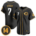 Davalo C.Reds #7 Spencer Steer Player Black-Gold Vapor Premier Limited Home Stitched Jerseys