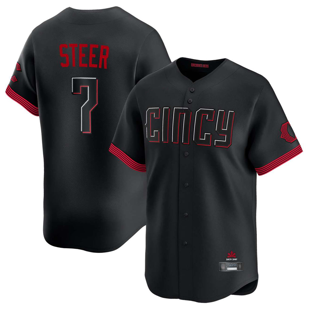 Davalo C.Reds #7 Spencer Steer Player Black City Connect Home Limited Stitched Jerseys